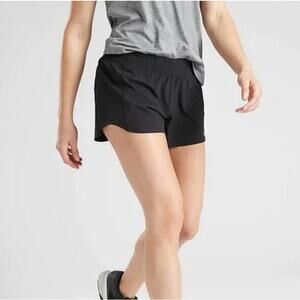 Athleta Hustle 3" Shorts Mid Rise Featherweight Stretch Black Size Small